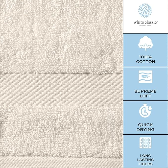 White Classic Luxury Soft Ivory Bath Sheet Towels - 650 GSM Cotton Luxury Bath Towels Extra Large 35x70 | Highly Absorbent and Quick Dry | Hotel Collection Extra Large Bath Towels Oversized, 2 Pack