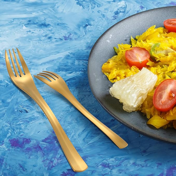 Gold Silverware Set, Bysta 20-Piece Flatware Set, Stainless Steel Utensils Service for 4, Tableware Cutlery Set for Home and Restaurant, Include Knife/Fork/Spoon, Satin Finish, Dishwasher Safe