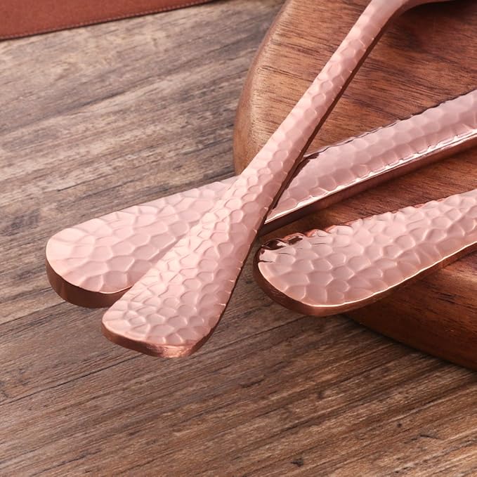 5-Piece Rose Gold Silverware Flatware Set Service for 1 Stainless Steel Cutlery Set Include Dinner Knife Table Fork Table Spoon Salad Fork Tea Spoon for Wedding, Dishwasher Safe