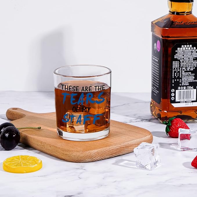 Futtumy These Are The Tears of My Staff Whiskey Glass, Bosses Day Gifts for Man, Gifts for Boss Male, Boss Gifts Men, Christmas Gifts for Boss, Funny Boss Gifts on Bosses Day Christmas Birthday
