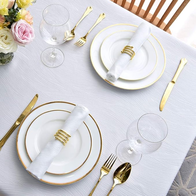 maxmill Jacquard Cloth Napkins 20 x 20 Inch Swirl Pattern Soft Comfortable and Luxury Serviette for Family Dinners Weddings Parties and Banquets Set of 4 White