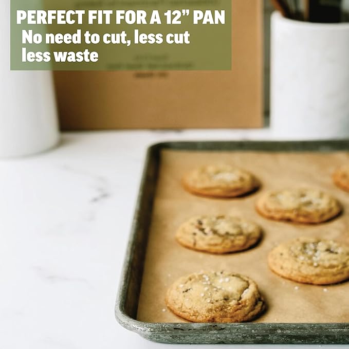 Zenlogy Parchment Paper Sheets 12x16 (100 sheets) for Baking - Unbleached Chlorine-free High Heat Non-Stick Pre-Cut Parchment Paper for Half Sheet Pans