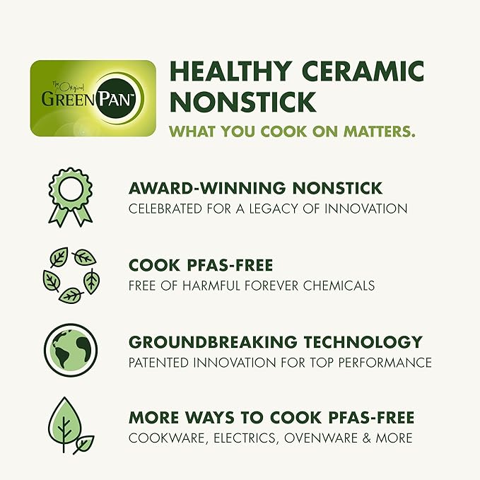 GreenPan Chatham Hard Anodized Healthy Ceramic Nonstick 10 Piece Cookware Pots and Pans Set, Frying Pan Skillets, Saucepans, Saute Pan, Stockpot, Lids, PFAS-Free, Dishwasher & Oven Safe, Gray