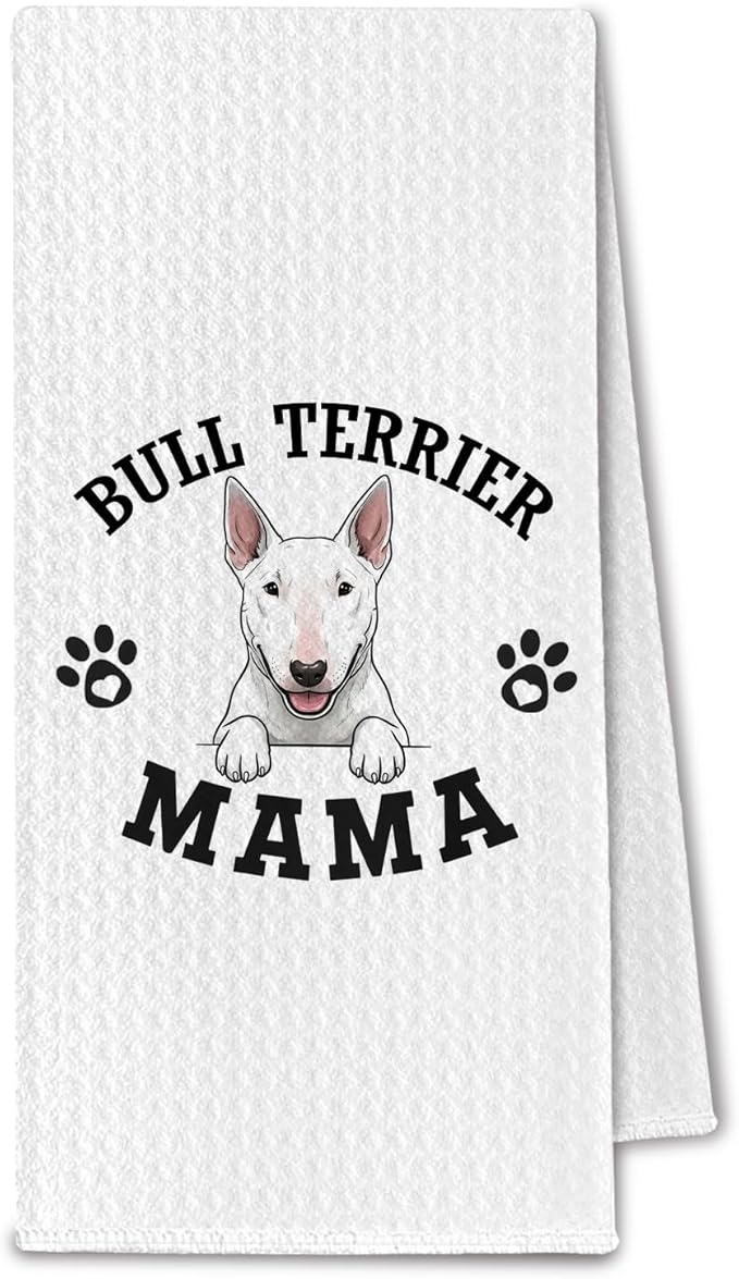 Bull Terrier Kitchen Towels, Dog Mama Bull Terrier Gifts for Women & Dogs Moms, Dog Lover Gifts Decorative Hand Towels for Bathroom, 16x24 Inch
