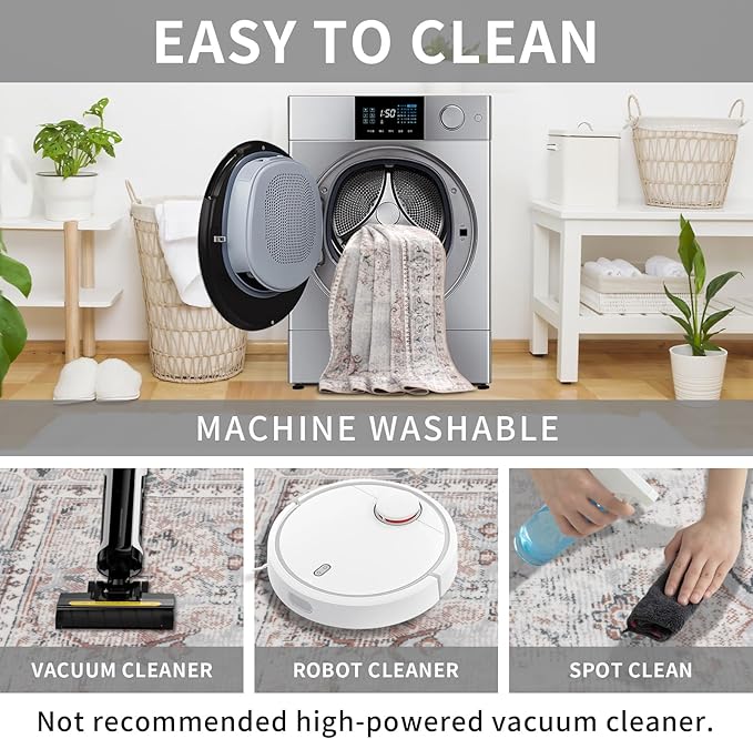 Easy-Going Area Rug 4x6 Washable Boho Rugs for Living Room Non-Slip Bedroom Rug Low Pile Lightweight Vintage Distressed Throw Rug for Dining Room Kitchen Home Office Carpet, Grey Brick