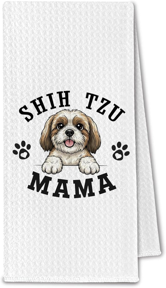 Shih Tzu Kitchen Towels, Dog Mama Shih Tzu Gifts for Women & Dogs Moms, Dog Lover Gifts Decorative Hand Towels for Bathroom, 16x24 Inch