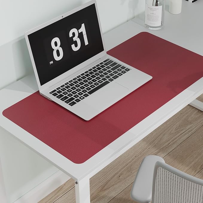 Wine Red Plastic Table Cover Protector, 36" x 60" Waterproof Easy Flat PVC Desk Pad Mat, 1.5mm Thick Rectangle Vinyl Table Top Protector for Dining Room Table, Office, Dresser