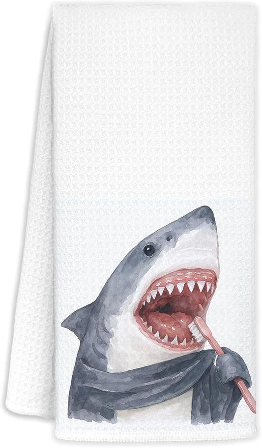 Shark Towels Decor,Shark Lovers Gifts Bathroom Kitchen Decor,Kids Hand Towels for Bathroom Kitchen 16x24 Inch