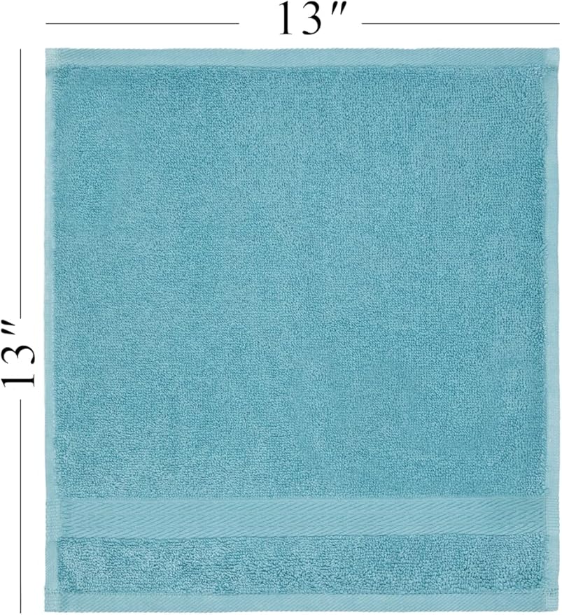 Ozdilek 6-Piece Bath Towel Set, 2 Bath, 2 Hand, 2 Wash, 100% Cotton Turkish Towels, 2 Bath Towels (30x60/550 GSM), 2 Hand Towels (16x30/575 GSM), 2 Washcloths (13x13/600 GSM) (Milky Blue)