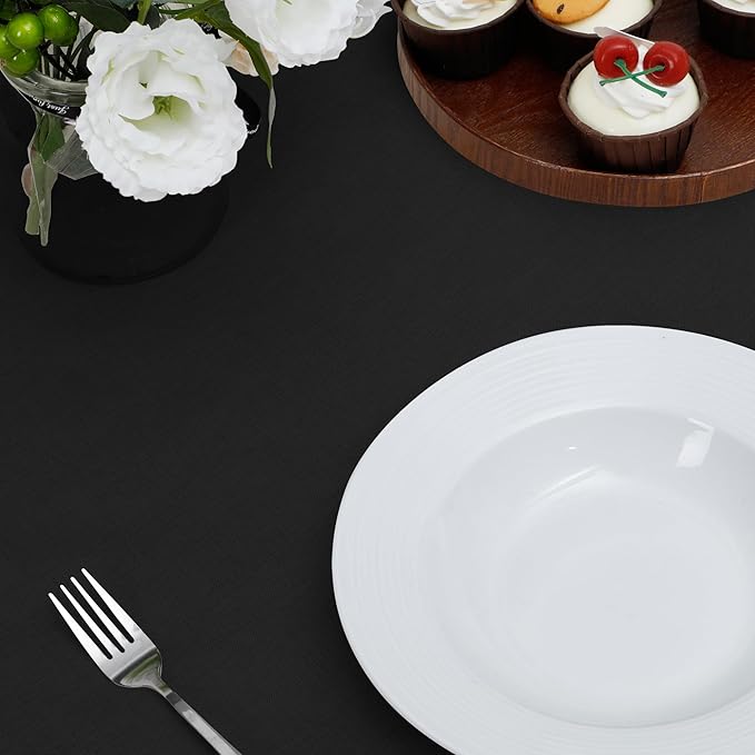Easy-Going Faux Linen Waterproof Spill-Proof Tablecloth Stain Resistant Rectangle Table Cloth Wrinkle Free Decorative Fabric for Kitchen, Dining, Party, Weddings, Restaurants (52x70 in, Black)