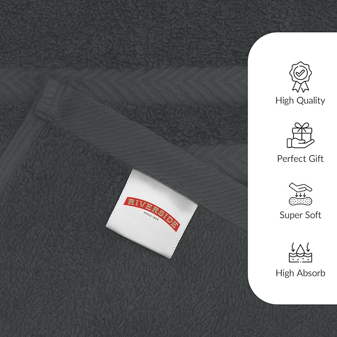 RIVERSIDE Pack of 2 Extra Large Bath Sheets 35 x 70 Inches - 100% Ring Spun Cotton Hotel Quality Oversized Bath Towels - Super Soft, Highly Absorbent & Quicker to Dry - Grey