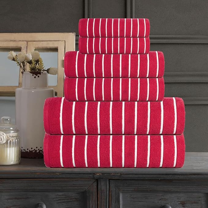 CASA COPENHAGEN Ecstatic 6 Pieces Towel Set- Pink, 600 GSM 2 Bath Towel 2 Hand Towel 2 Washcloth, Designed in Denmark Made of Soft Egyptian Cotton for Bathroom, Kitchen & Shower