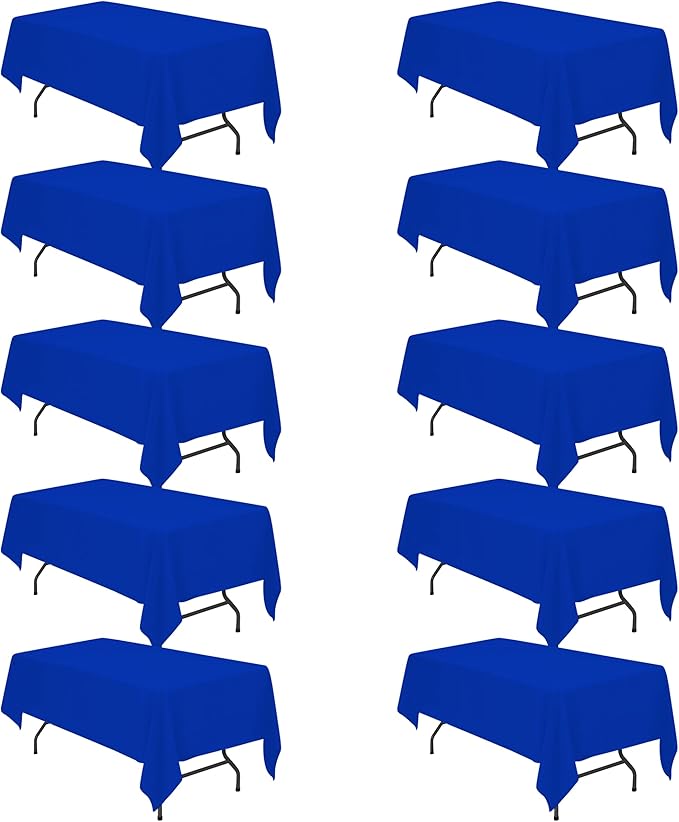 BRILLMAX 10 Pack Royal Blue Tablecloths for 6 Foot Rectangle Tables 60 x 102 Inch - 6ft Rectangular Bulk Linen Polyester Fabric Washable Cloth Cover for Wedding Reception Banquet Birthday Party