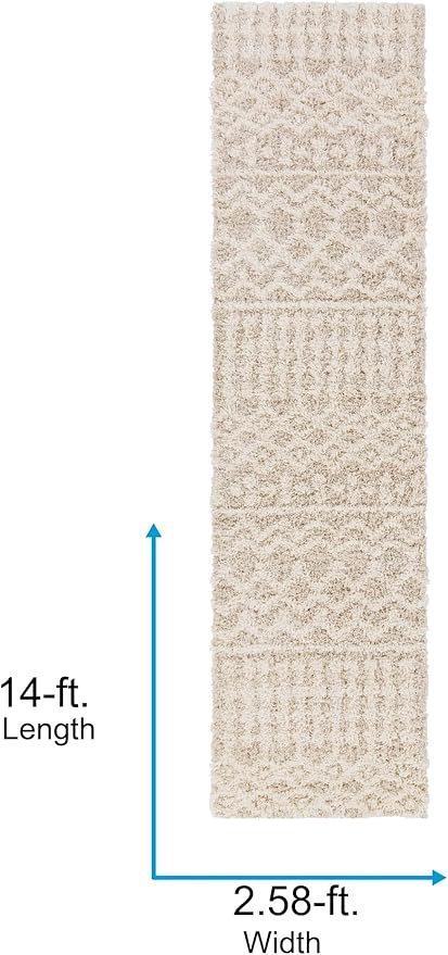 Livabliss Hapsburg Moroccan Shag Runner Area Rug,2'7" x 14',Beige