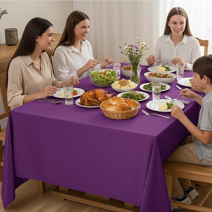 10-Pack Purple Tablecloths for Rectangle Tables, 54 x 108 Inches, Stain-Resistant Polyester Fabric for 6 Foot Tables - Washable Table Covers for Weddings, Banquets, Birthday Parties, Events