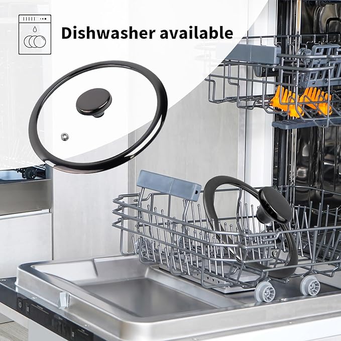 8" Tempered Glass Pan Lid with Steam Vent, Thickened to 4mm and Dishwasher Safe and Oven up to 480℉, Universal Lid Fit for Cast Iron Skillets, Frying Saute Pan, Cooking Pot