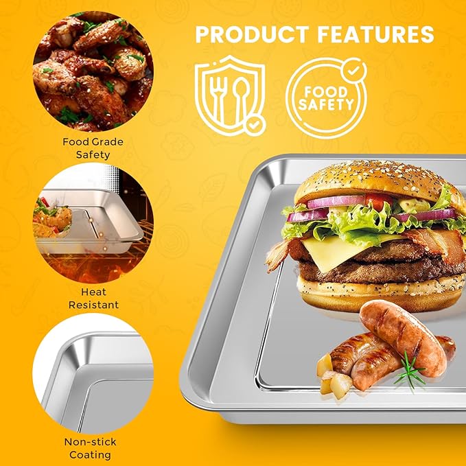 GWY Air Fryer Tray Replacement for Cuisinart TOA-95 Toaster Air Fryer Convection Oven, 14.5 * 11.6'' Non-stick Mesh Air Fryer Steel Basket Wire Rack Accessories Parts, Dishwasher Safe