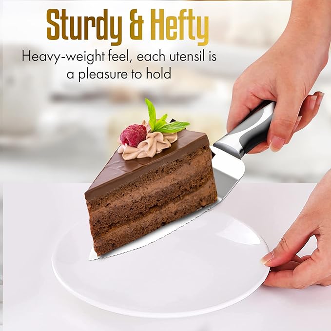 Cake Knife and Server Set, Cake Cutter and Pie Spatula, Cake Server and Knife Set of 2 with Non-Slip stainless steel, Cake Cutting Set for Wedding Cake, Birthdays, Anniversaries, and Parties