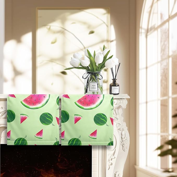 Watermelon Cotton Kitchen Towel Set of 2 Green Tropical Fruits Hand Towels Summer Dish Towel Reusable Portable Drying Baking Tea Towel for Kitchen Home Cleaning Bath Decor
