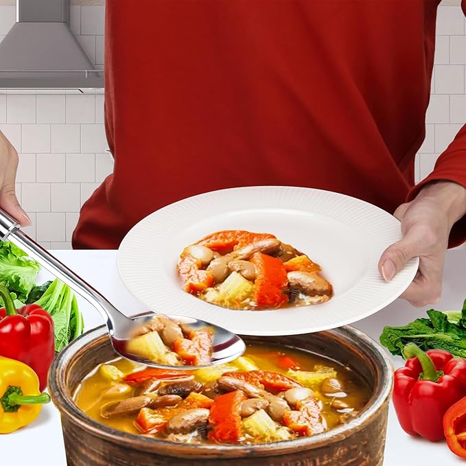 Pleafind Serving Utensils Set for Parties,3-Piece Silver Stainless Steel utensils set,Includes 1 Serving Spoon, 1 Slotted Spoon and 1 Soup Ladle,Serving Spoons for Buffet