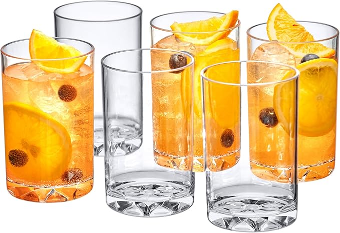 Amazing Abby - Liberty - 10-Ounce Plastic Tumblers (Set of 6), Drinking Glasses, Reusable Cups, BPA-Free, Shatter-Proof, Dishwasher-Safe (Made of Plastic, NOT Glass)