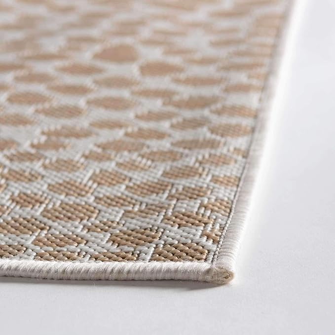 Unique Loom Outdoor Collection Area Rug - Cape Town (9' x 12' Rectangle, Dark Beige/ Ivory)