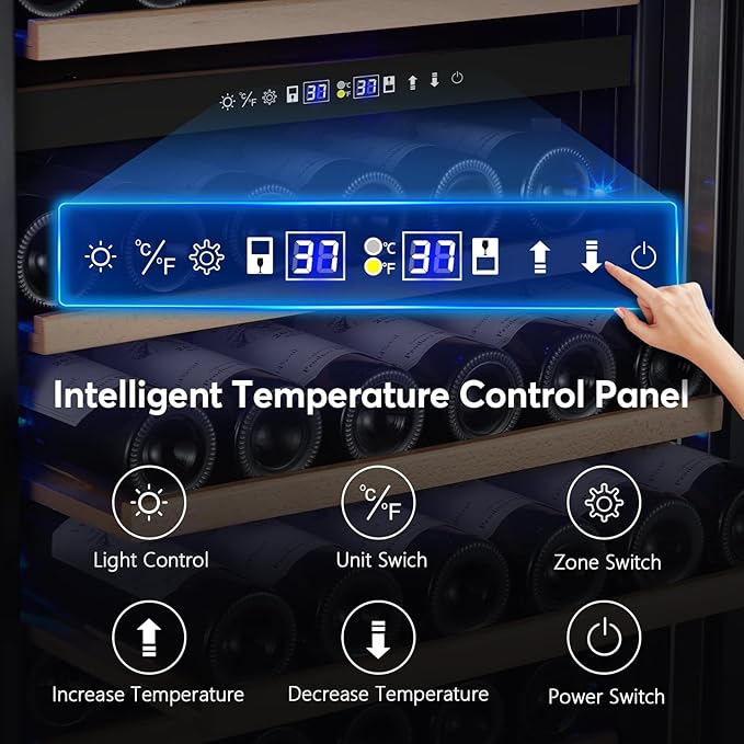 24" Wide Dual-Zone Wine Fridge 154-Bottles, Tall Freestanding/Built-in Wine Cooler Refeigerator, Large Capacity Dual Zone Wine Cellar For Wine Collection, Low Noise and Fast Cooling