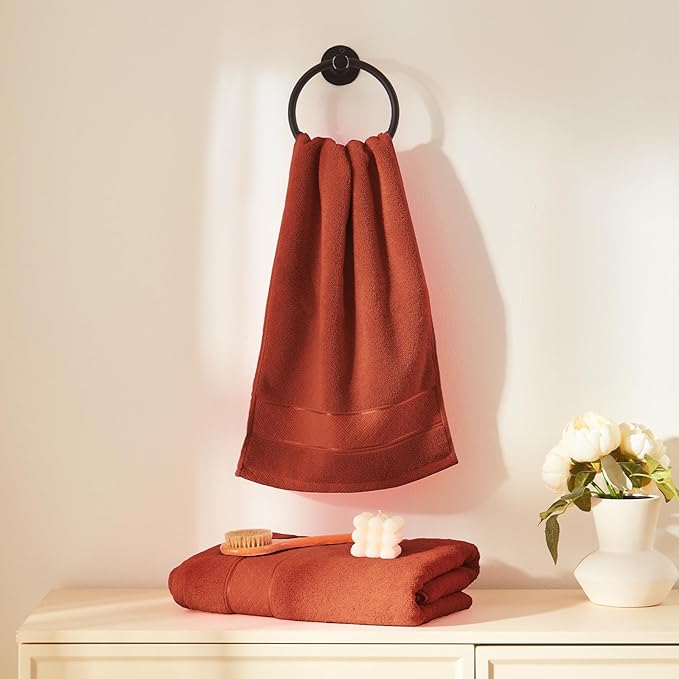 COZYART Burnt Orange Bath Towel Set 6 Piece, Luxury 100% Turkish Cotton 650GSM Hotel Quality, Soft, Absorbent, Towel Sets for Bathroom with 2 Bath Towels 2 Hand Towels 2 Washcloths