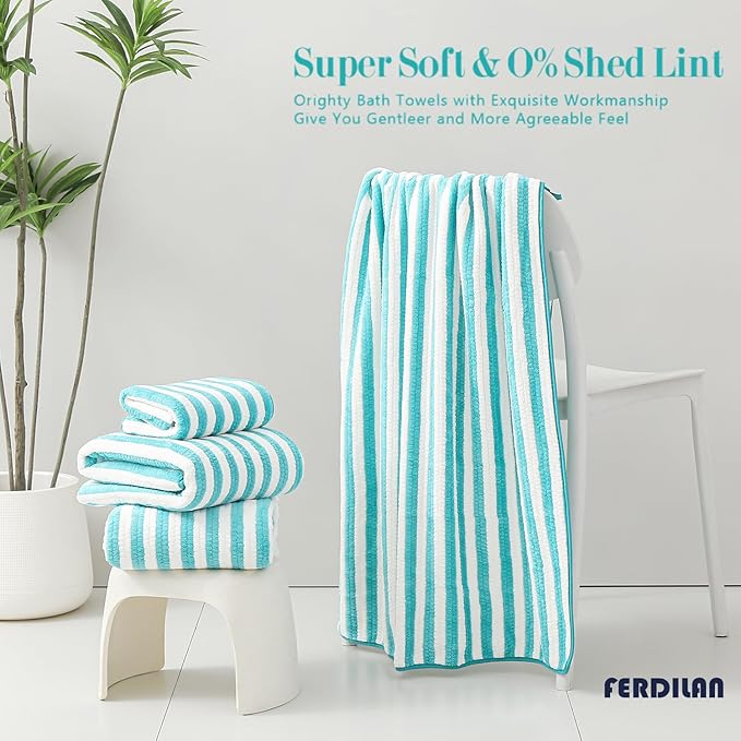 18-Piece Microfiber Bath Towels Set - 6 Bath Sheet, 6 Hand Towels, 6 Washcloths, Soft, Highly Absorbent Bathroom Towel, Quick Dry & Less Lint Shower towel for Bathroom, Hotel, Spa, Dorm-Aquamarine