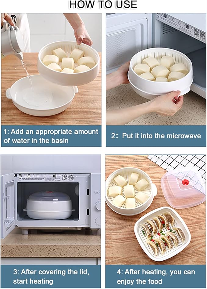 Microwave Vegetable Steamer, Microwave Steamer for Vegetables, Microwave Heating Bowl, Micro Cookware for Cooking (1 - Layer)