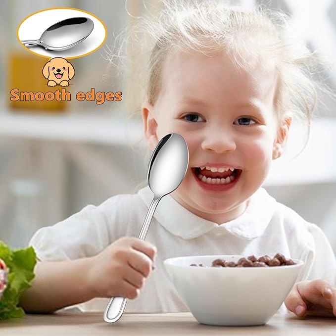 LIANYU 12-Piece Toddler Utensils, Stainless Steel Kids Silverware Set, 6 Kids Spoons and 6 Toddler Forks, Children Child Flatware Cutlery Set for Home Preschools, Dishwasher Safe