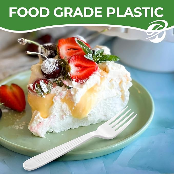 Plastic Forks 1000 Count Extra Heavy Duty Disposable Fork Bulk Plastic Forks White Silverware Reusable Disposable Cutlery for Home Restaurant Party Picnic