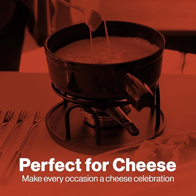 Swissmar Ticino Cast Iron Fondue Set with Enameled Interior, 2L / 2 QT – 9-Piece Cheese & Chocolate Fondue Pot with Forks, Burner & Beechwood Base – Perfect for Family Gatherings & Gift Giving – Green