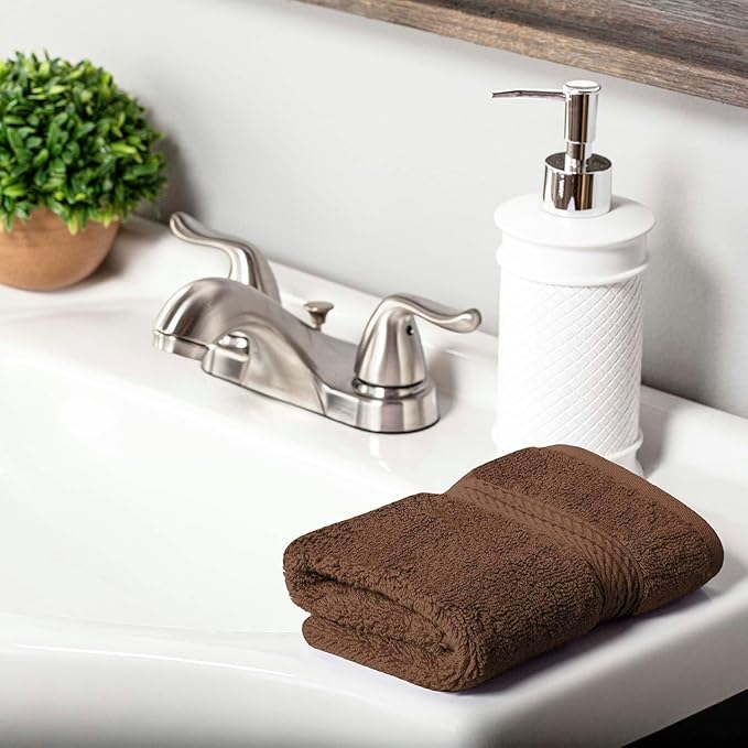 Superior Egyptian Cotton Pile Face Towel/Washcloth Set of 6, Ultra Soft Luxury Towels, Thick Plush Essentials, Absorbent Heavyweight, Guest Bath, Hotel, Spa, Home Bathroom, Shower Basics, Chocolate