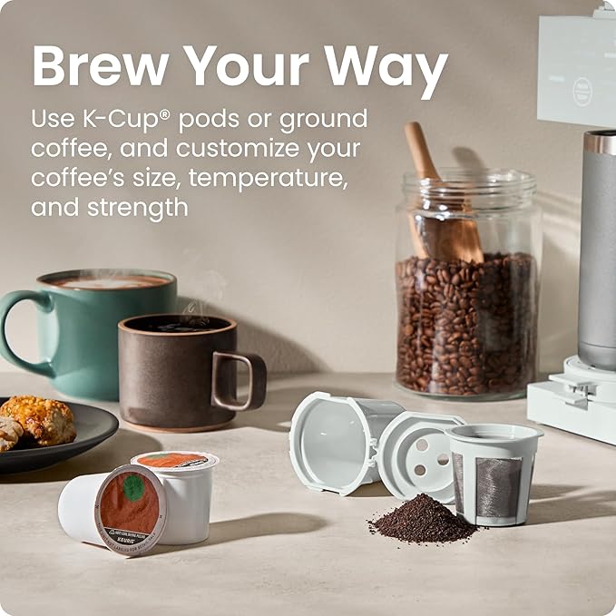 Chefman Caffeinator Single Serve Coffee Maker, Brew Kcups & Grounds, Drip Coffee Machine with Brew Strength Settings, Iced Coffee Function, 48 oz. Removable Water Reservoir