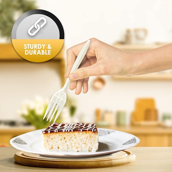 PAMI Medium Weight Disposable Plastic Forks 1000 Count White