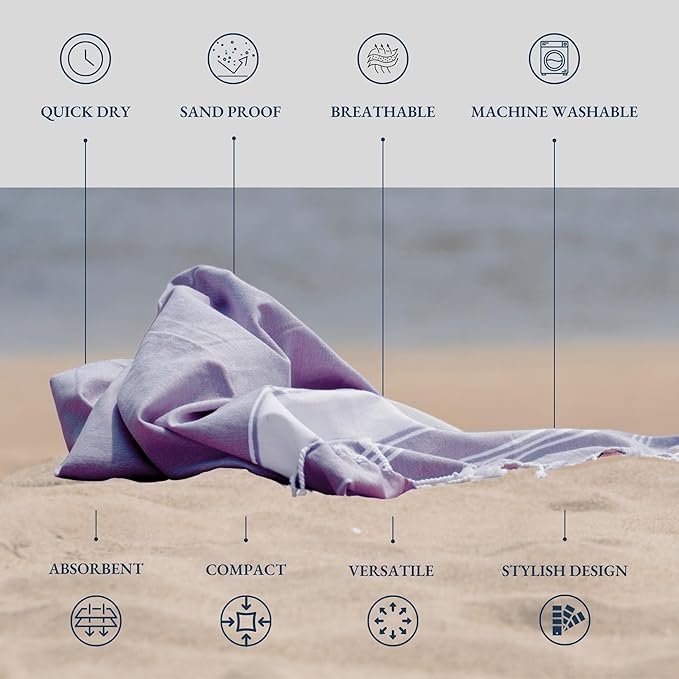 LANE LINEN Large Pool Towels, XL Beach Towel 2 Pack, Pre-Washed, No Shrink, Quick Dry Oversized Beach Towels, Stylish Beach Towel for Women, Sand Free Towel, 39"x71" - Regal Orchid