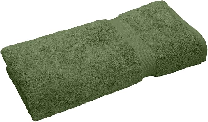 Luxury Hotel & Spa Quality, Quick Dry 100% Turkish Cotton 700 GSM, Eco Friendly Towel, for Bathroom Oversize Dobby Border Bath Towels 35 X 70 (Bath Sheet Single Towel Set of 1, Moss)