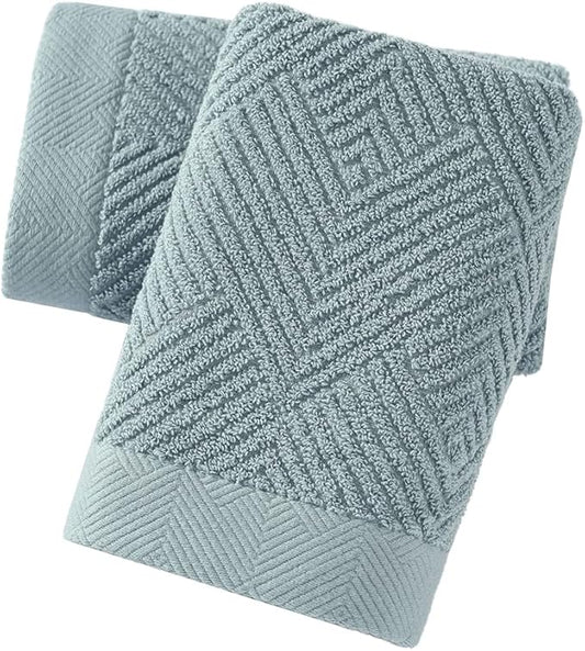 sense gnosis Sage Green Hand Towel Set of 2 Striped Weave 100% Cotton Super Soft Highly Absorbent Spring Decorative Hand Towels for Bathroom 13x 29 Inch