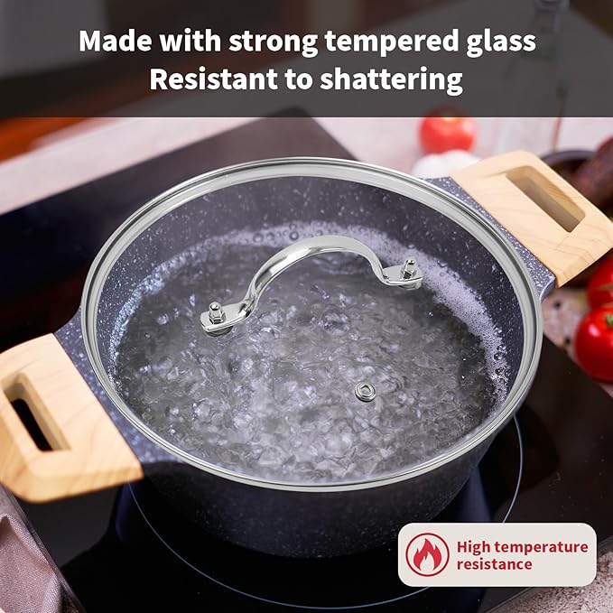 10.5" Tempered Glass Pan Lid with Steam Vent, Thickened to 4mm and Dishwasher Safe and Oven up to 480℉, Universal Lid Fit for Cast Iron Skillets, Frying Saute Pan, Cooking Pot