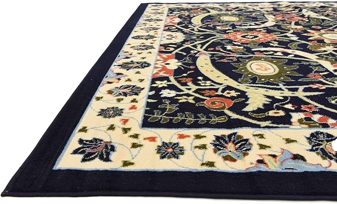Unique Loom Espahan Collection Area Rug - Cape Cod (7' 10" Square, Navy Blue/ Black)