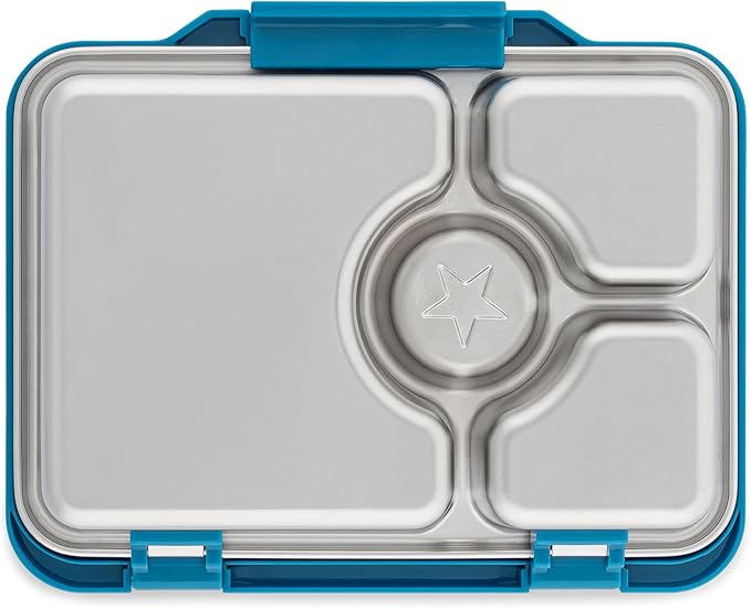 Yumbox Prêt Stainless Steel Bento Box – Leakproof, Reusable Lunch Container for Kids & Adults – Sandwich & Snack Friendly, BPA-Free, Durable Food Box (Normandy Blue)