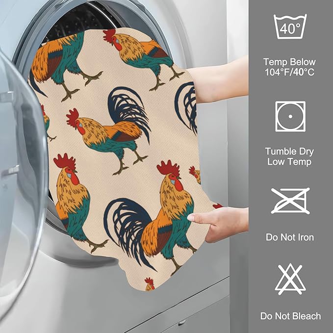 Hand Towels Set of 2 Bright Roosters Towels for Bathroom Soft Absorbent Decorative Hand Bath Towels Dish Towels for Kitchen Sports Gym Yoga Home Decor 14 x 28 in