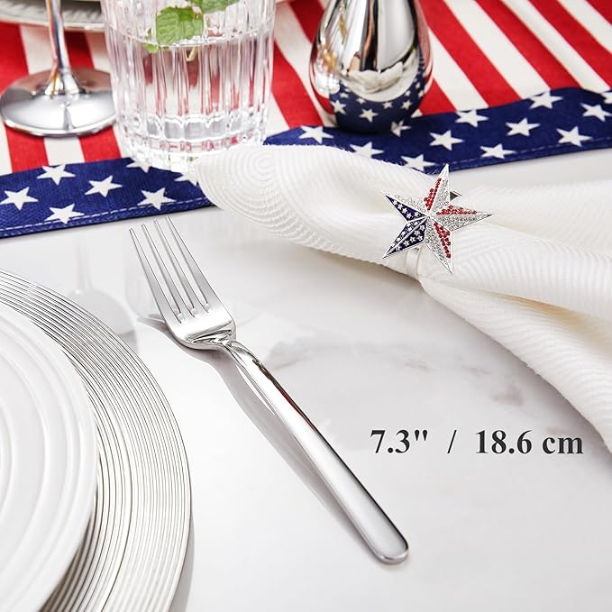 KEAWELL Premium Lucent 4-Piece 7.3 inch Forks Silverware – Mirror Polished 18/10 Stainless Steel with Modern Handle and Dishwasher Safe for Formal Meals and Gifting (4, Salad Forks)