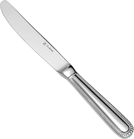 Fortessa Caviar 18/10 Stainless Steel Flatware Solid Handle Dessert Knife, Set of 12