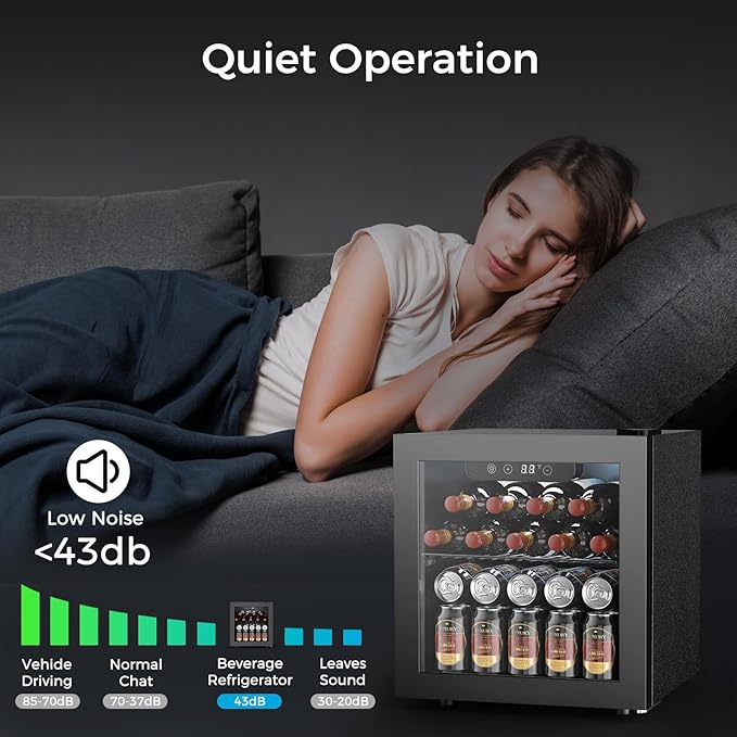 Wine Fridge Freestanding Counter-top 12 Bottles, 50 Cans Wine Cellar Drink Cooler for Soda, Canned Beer, Adjustable Digital Temperature Control for Home Dorm Office, Black