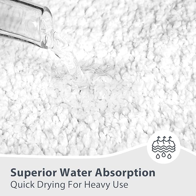 Bathroom Rugs 24" x 36", Non-Slip Extra Soft Absorbent Bath Rugs, Machine Washable Quick Dry Bath Mats for Bathroom Floor, Shower, Bathtub and Sink, White