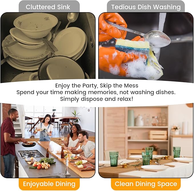 300PCS GzfunTeng Gold Plastic Silverware, Heavy Duty Disposable Cutlery Set Includes 100 Forks, 100 Knives, 100 Spoons for Party, Wedding and Daily Use (300 Pieces, Gold)