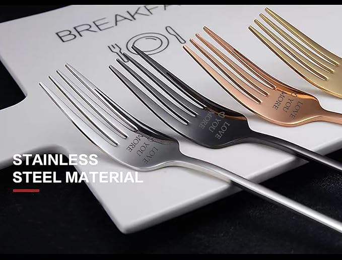 Love You More - Anniversary Birthday Gifts for Couple, Christmas Gifts, Personalized table forks, Pack of 1, black