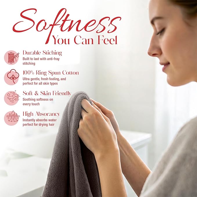 RIVERSIDE 12 Pack Washcloths - 12x12 Inches, 400 GSM, 100% Ring-Spun Cotton - Soft, Absorbent & Durable Face and Body Towels - for Bathroom, Spa, Gym, Makeup Removal & Everyday Use - Brown